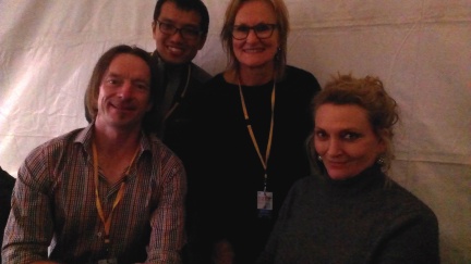 Myself, Augustius Wibowo, Christine Manfield and Robyn Davidson from the Travellers Tales panel.